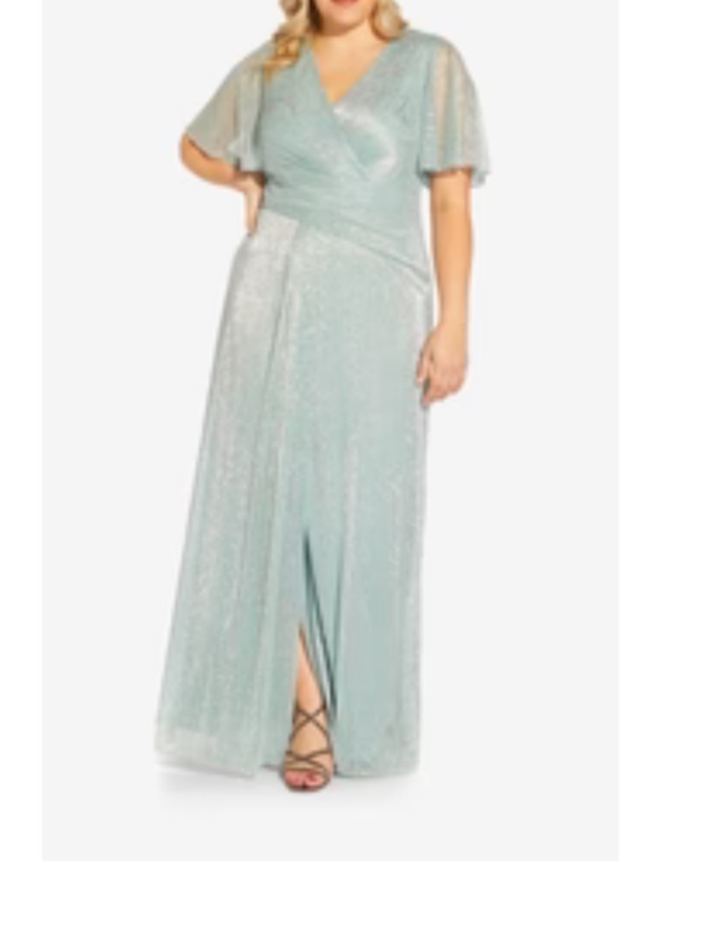 Adrianna Papell sea glass formal Wrap maxi  Dress